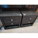 Pair of leather bedside cabinets