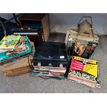 Collection of 12" LPs and 7" single records plus 7" record player