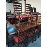 Ercol style extending dining table and 6 chairs