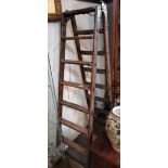 Vintage wooden metamorphic Library Steps folding into a full length ladder