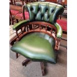 Green Leather swivel office chair
