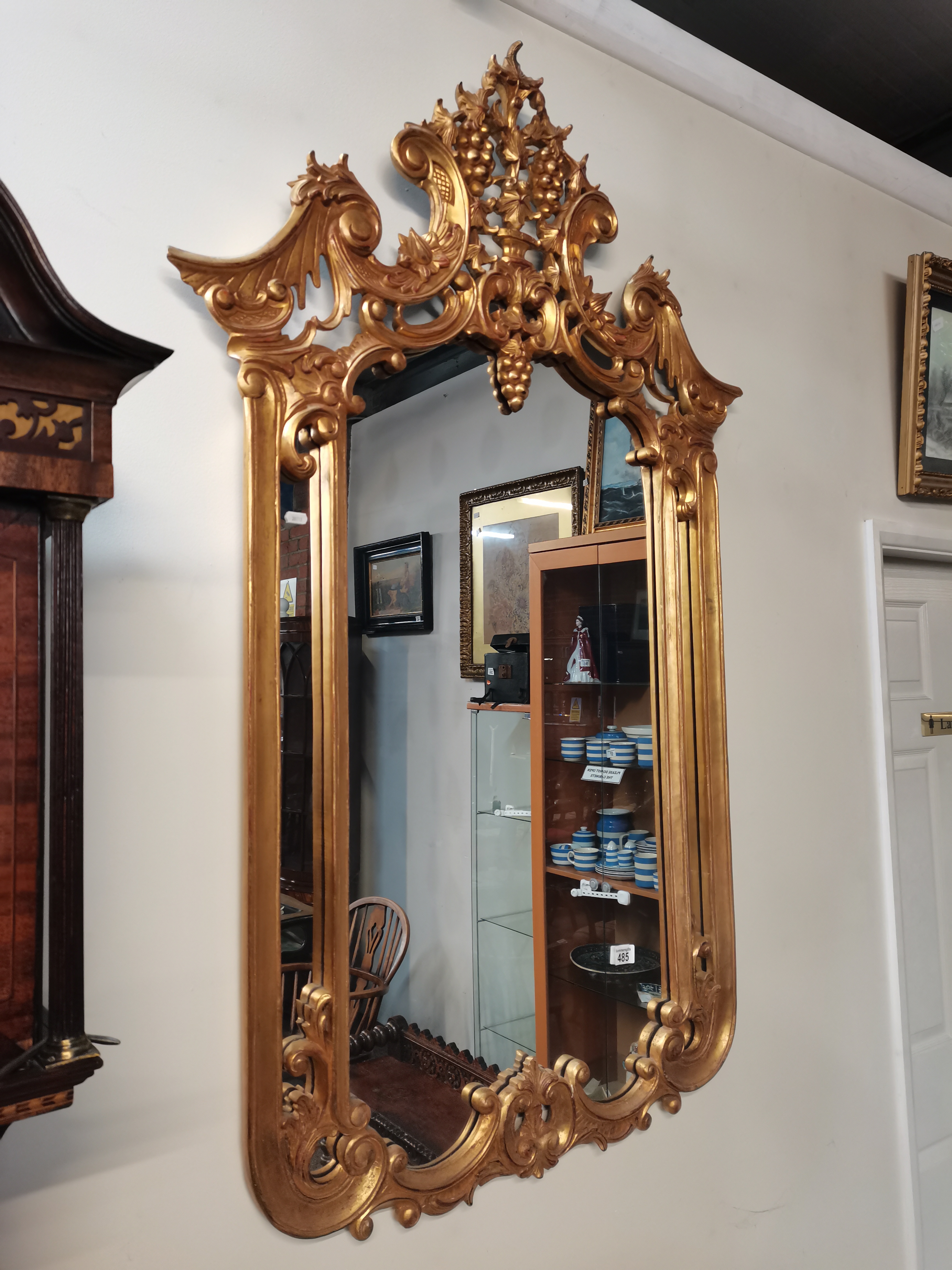 Chippendale style large gold framed mirror and marble top hall side table