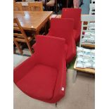 3 x Swedese retro red chairs