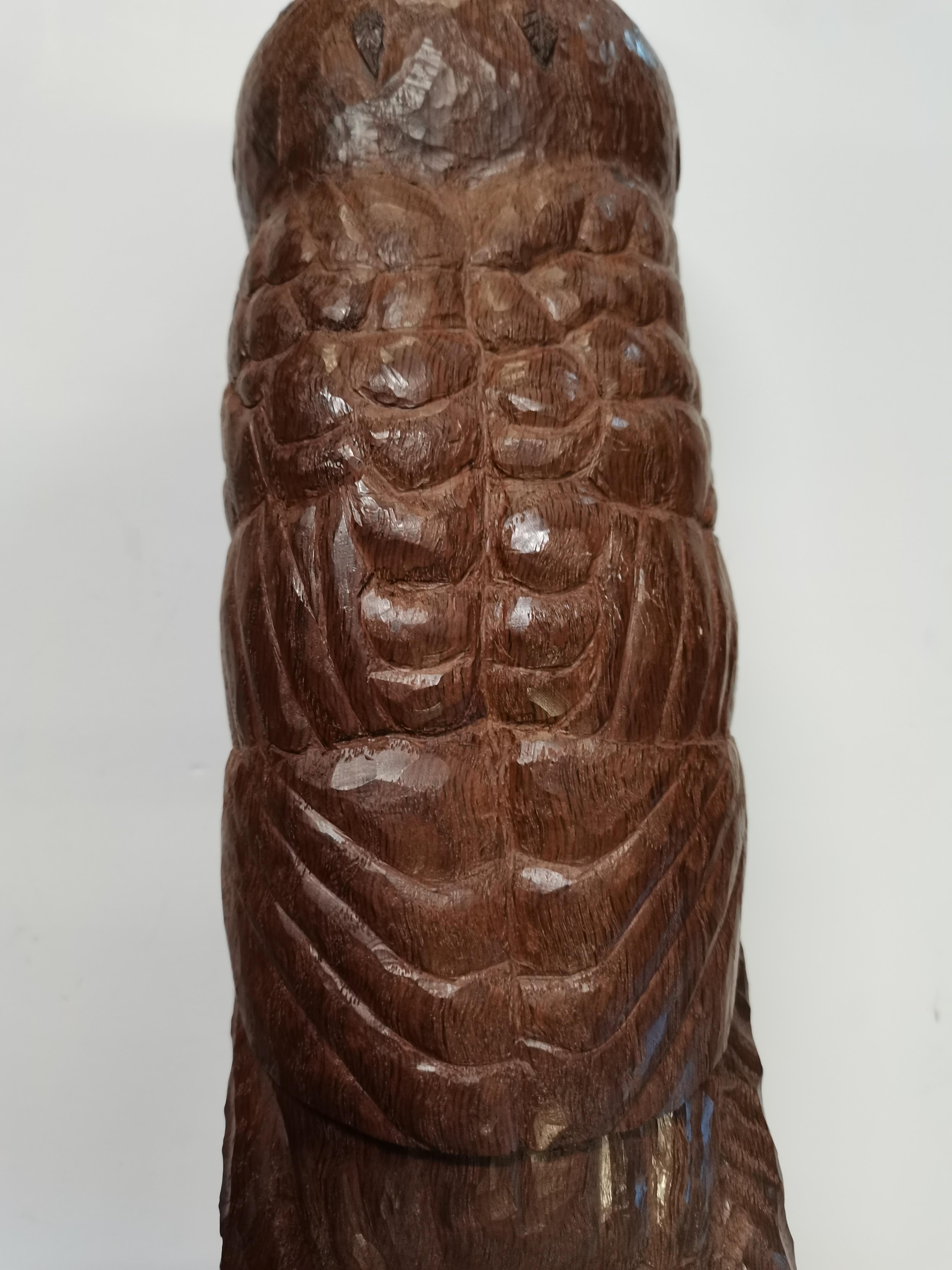 Early Mouseman - (possibly Stan Dodds) carved Oak Owl with mouse in its talons 33cm - Image 9 of 12