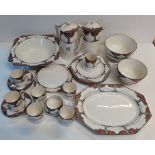 Crown Ducal - Orange trees 1920s miniature chinese tea set inc 6 cups and saucers, teapot, sugar