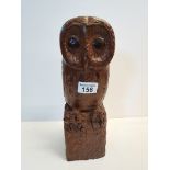 Early Mouseman - (possibly Stan Dodds) carved Oak Owl with mouse in its talons 33cm