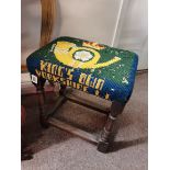 Military Joint stool with tapestry KINGS OWN emblem