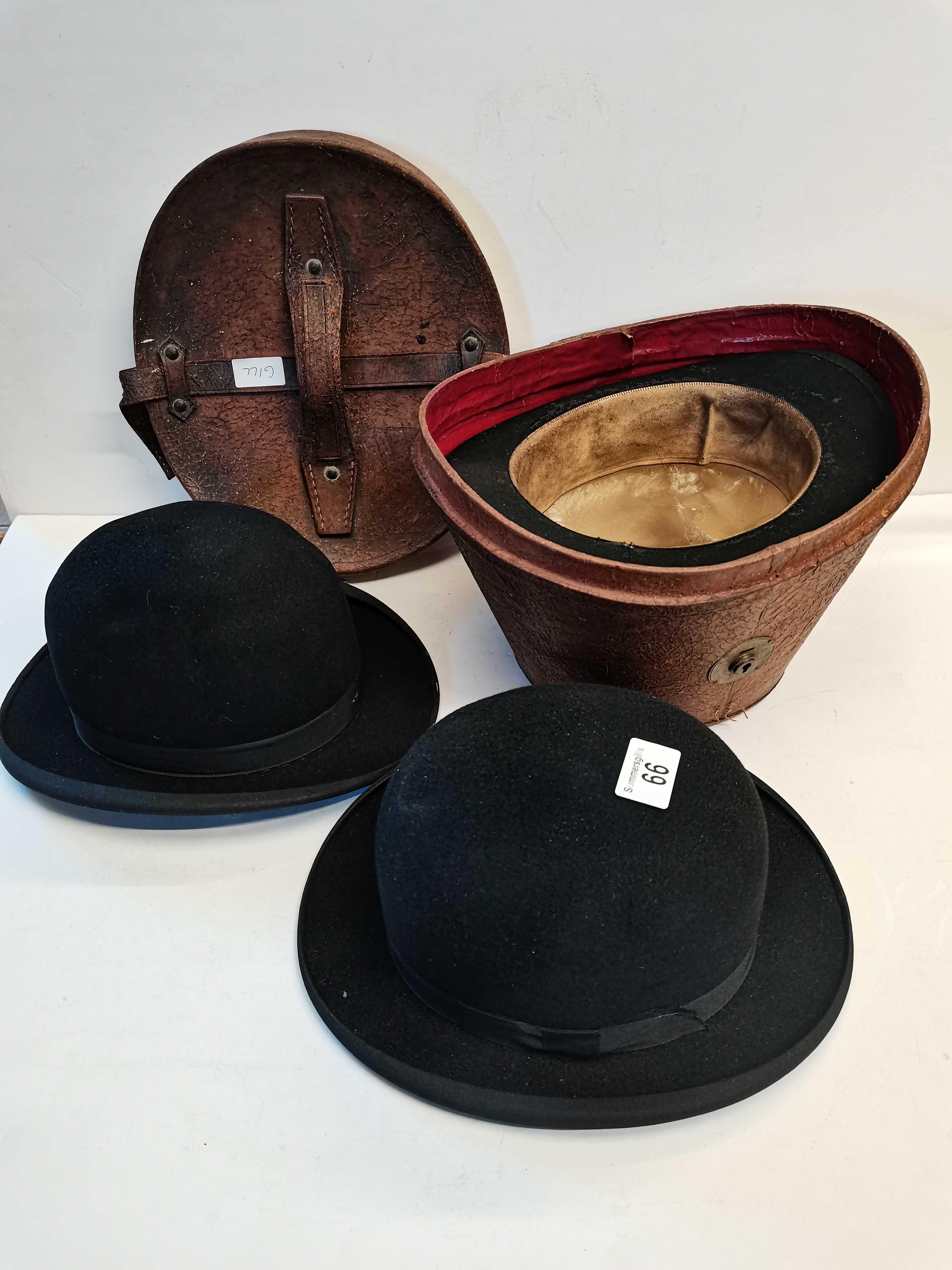 1 Hat Case Containing Top Hat Plus Two other bowler hats