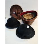 1 Hat Case Containing Top Hat Plus Two other bowler hats