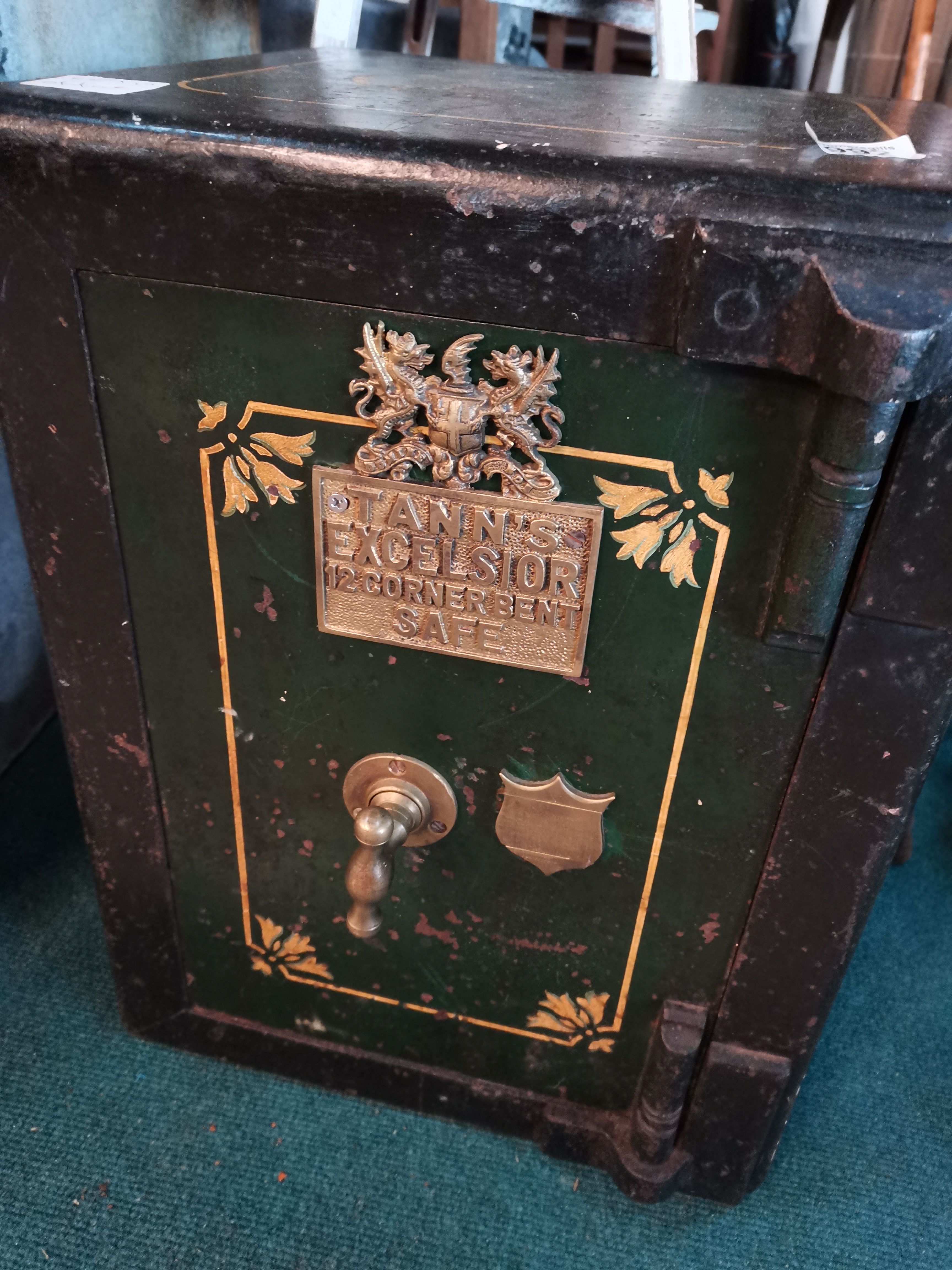 Tann's Excelsior 12 corner bent safe (with key) plus child's high chair and fishing rod - Image 2 of 2