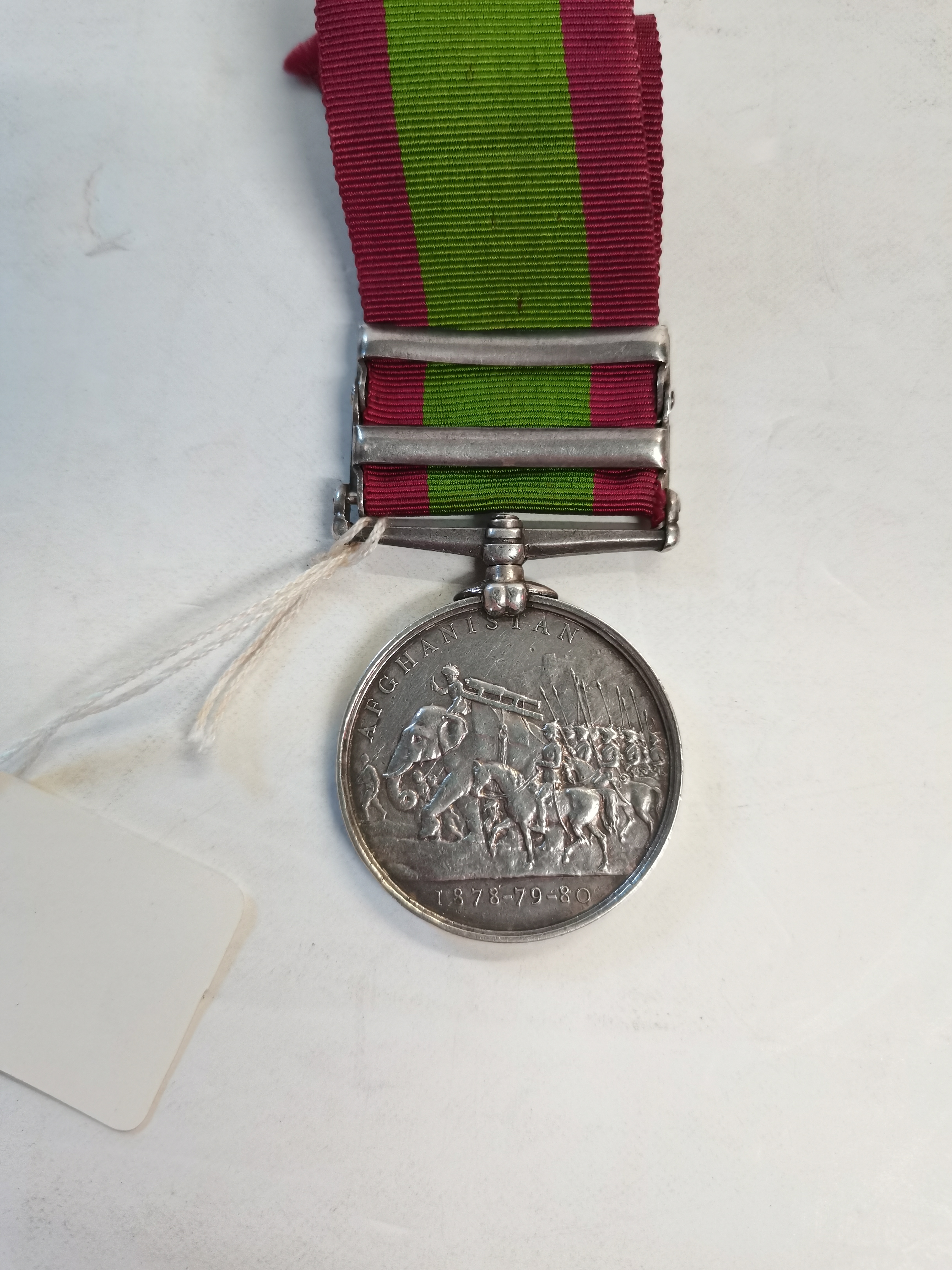 Afganistan 1878 medal with 2 x clasps to 7515 PTE. F. TOE 2/60TH - Image 2 of 4