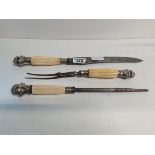 Silver carving set with cream bone handles