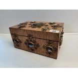 Ornate box Covered in locks containg agate stones and sewing instruments inside