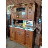 Large ornate French side unit with marble top