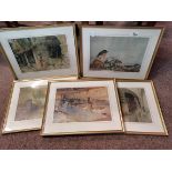 x5 framed Sir William Russell Flint pictures