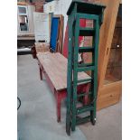 Vintage farmhouse pine kitchen table plus steps