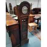 Mahogany Grandmother clock with silver face