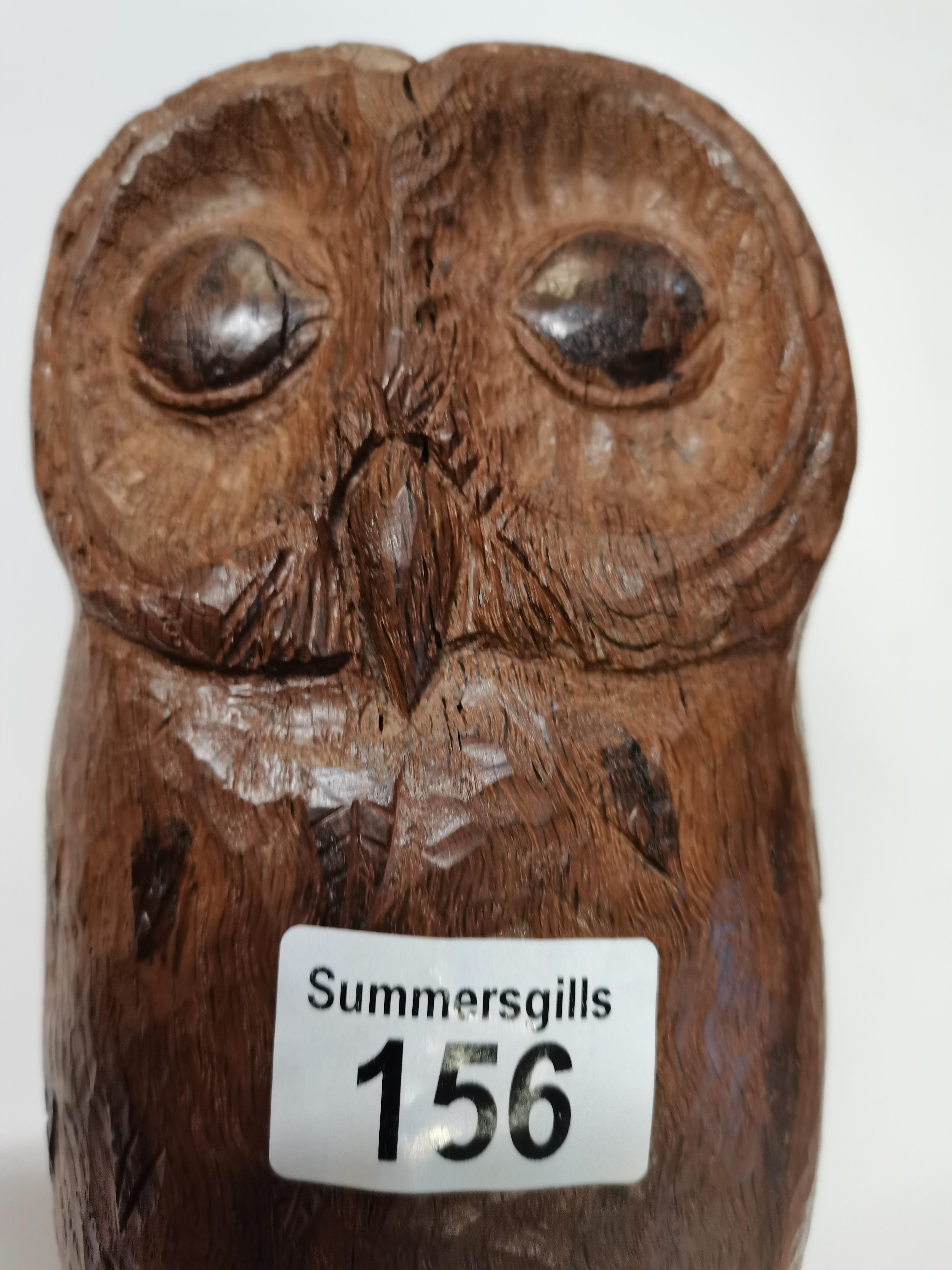 Early Mouseman - (possibly Stan Dodds) carved Oak Owl with mouse in its talons 33cm - Image 7 of 12