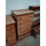 Pine 6 ht slimline chest of drawers