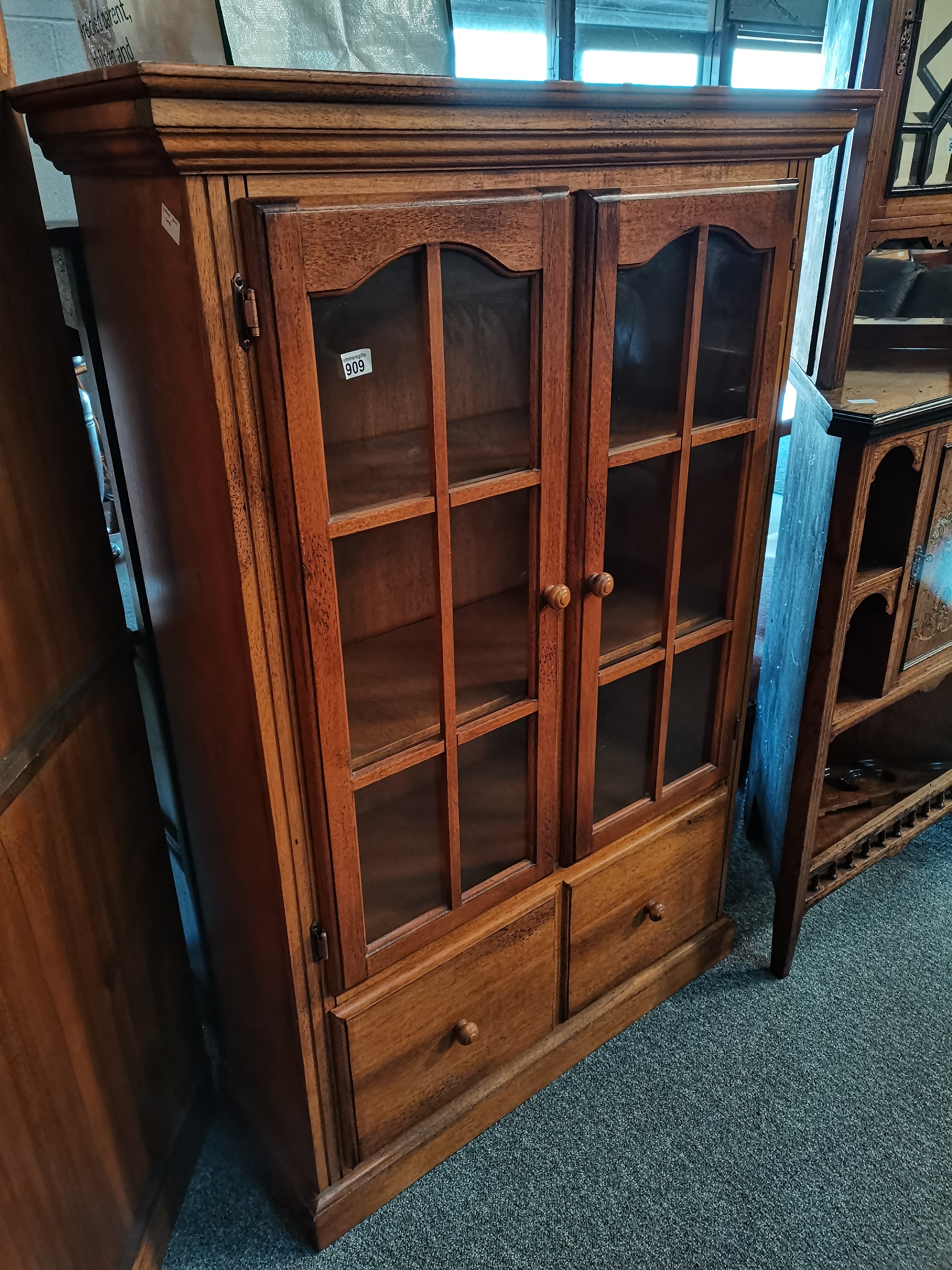 Oak glass fronted display unit