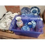 3 x boxes misc, china incl Oriental items and blue and white china