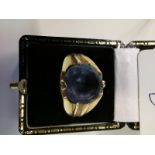 14ct Yellow Gold gents ring with 6ct Amethyst Gypsy cut Stunning ring, size S