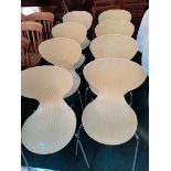 8 Iconic retro ROCHESTER POLY KEELER chairs in Yellow