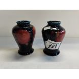 2 Small Moorcroft Pomegranate Vases 1 Signed W Moorcroft