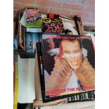 2 x boxes LP records and 7" singles including Adam and the Ants plus books on racehorses