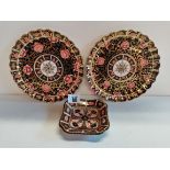 Royal Crown Derby - x2 plates and x1 dish