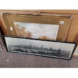 Old picture of New York Skyline and gold framed painting signed Henry H Parker