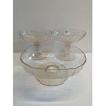X3 Antique Etched Glass bowls