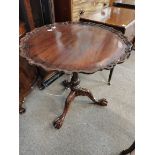 Reproduction mahogany piecrust round table