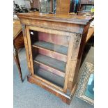 Antique walnut and inlaid glass display unit