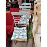 3 x painted pine seated kitchen chairs