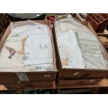 2 x boxes vintage linen and lace