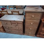 4 Ht pine slimline chest of drawers plus 3 ht pine chest of drawers