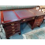 Leather topped mahogany partners pedestal desk
