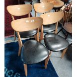 x4 leather and oak dining chairs