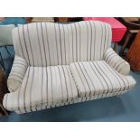 Cream and purple striped 2 seater sofa