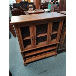 Pine display cabinet with wine rack