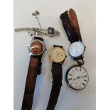 Silver pocket watch and wrist watches