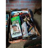 Box of Cricket books and DVDs incl The Ashes 2005