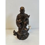 Chinese Bronze Deity figure. 28cm tall 'Shouxing' the Sanxing God of longevity (with staff and