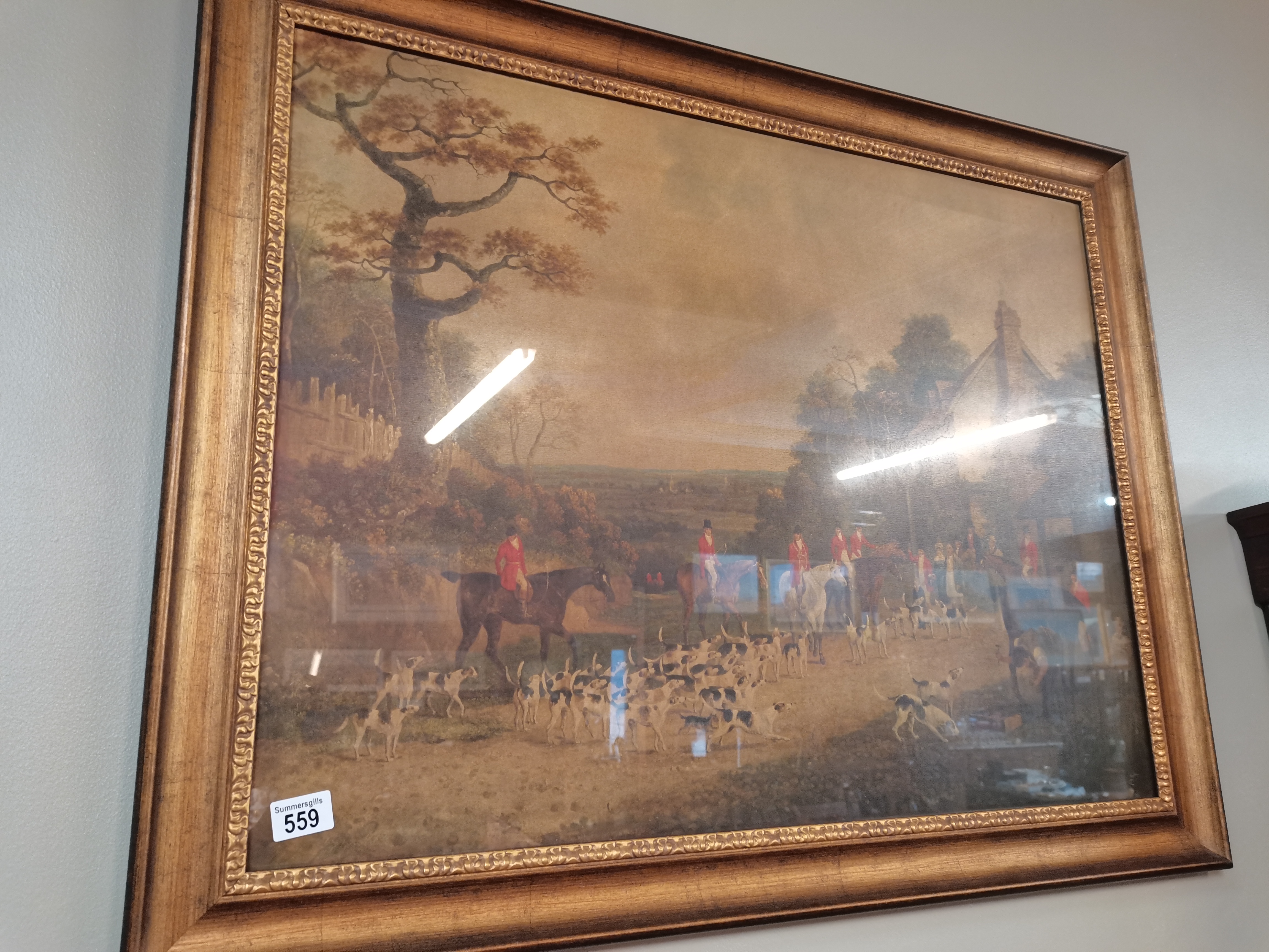 A Large Print framed Hunting scene