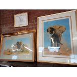 2 x David Shepherd prints "The Ivory is theirs" and "My Savuti Friend" 115/350 plus drawing of