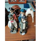 Mantle clock surround with decoration inside, Meerkat figures plus dog figure