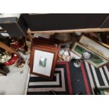 Misc. items incl framed pictures, lamp bases, chess set