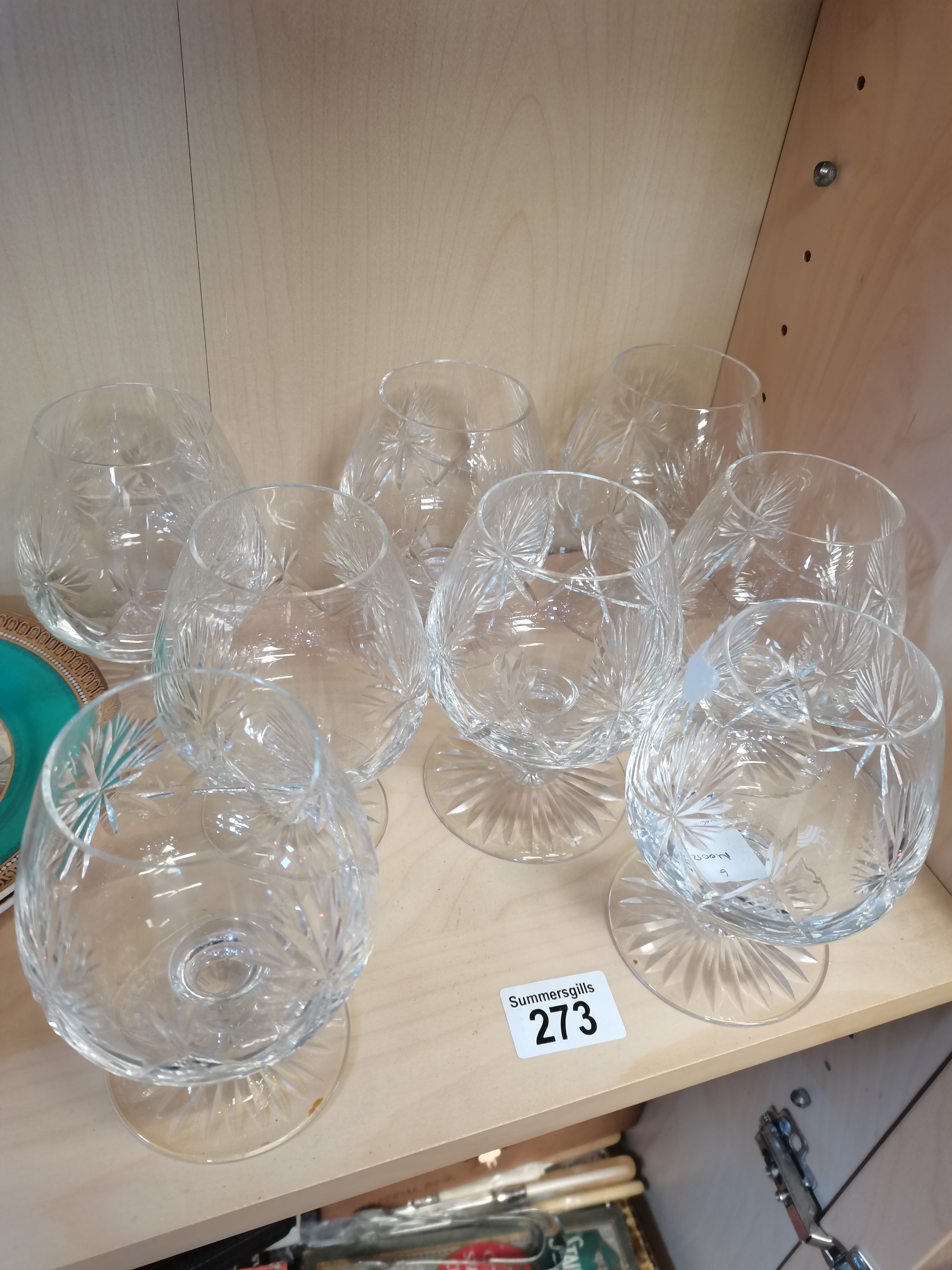 8 x cut glass Brandy glasses
