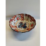 Antique Japanese Imari Ware Hand painted porcelain bowl with floral decorations, 19thC. 21.5cm